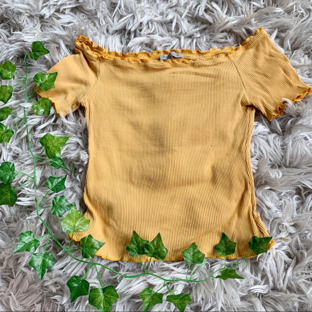 Mustard Yellow Off the Shoulder Top